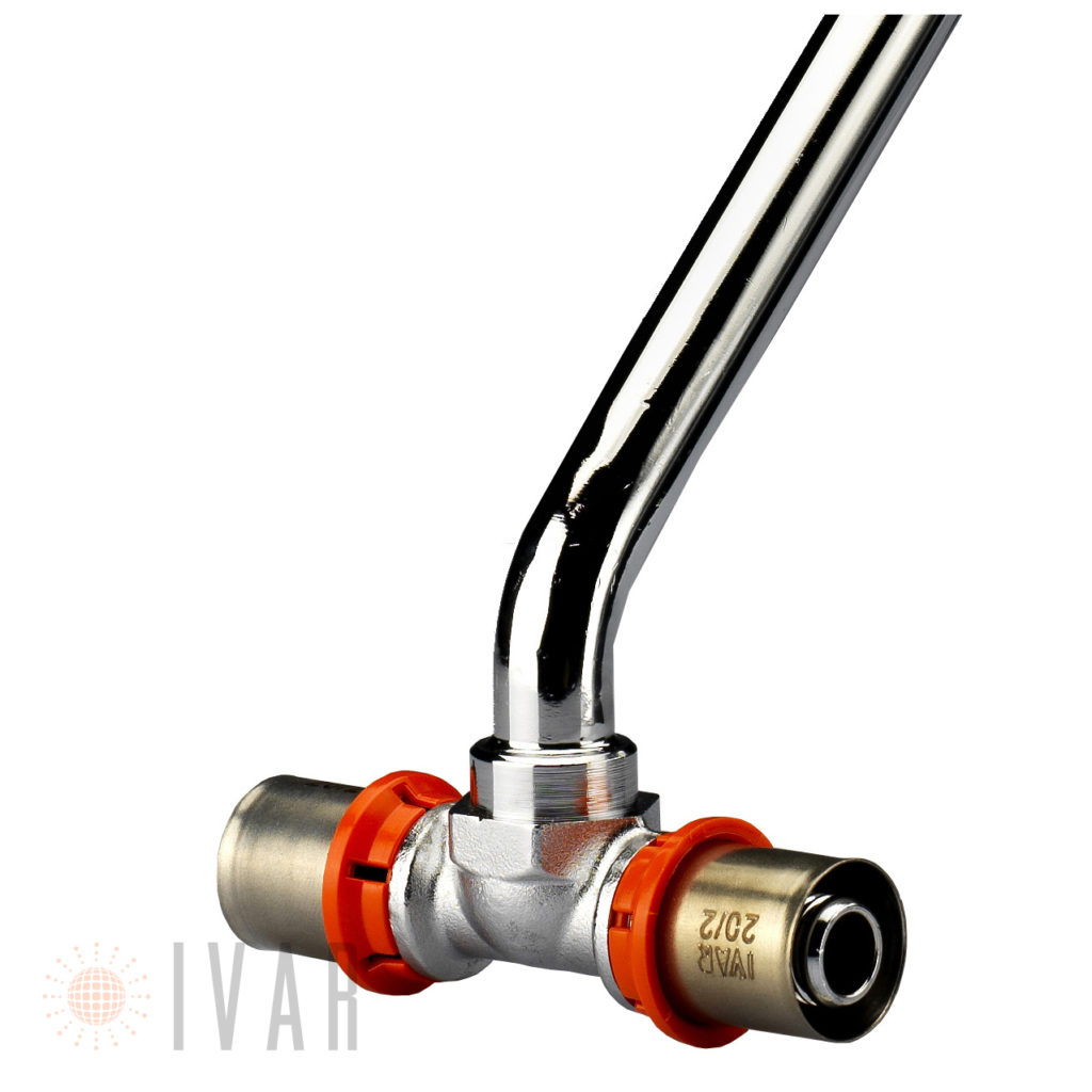T fitting with chromeplated copper pipe. VIBTIS